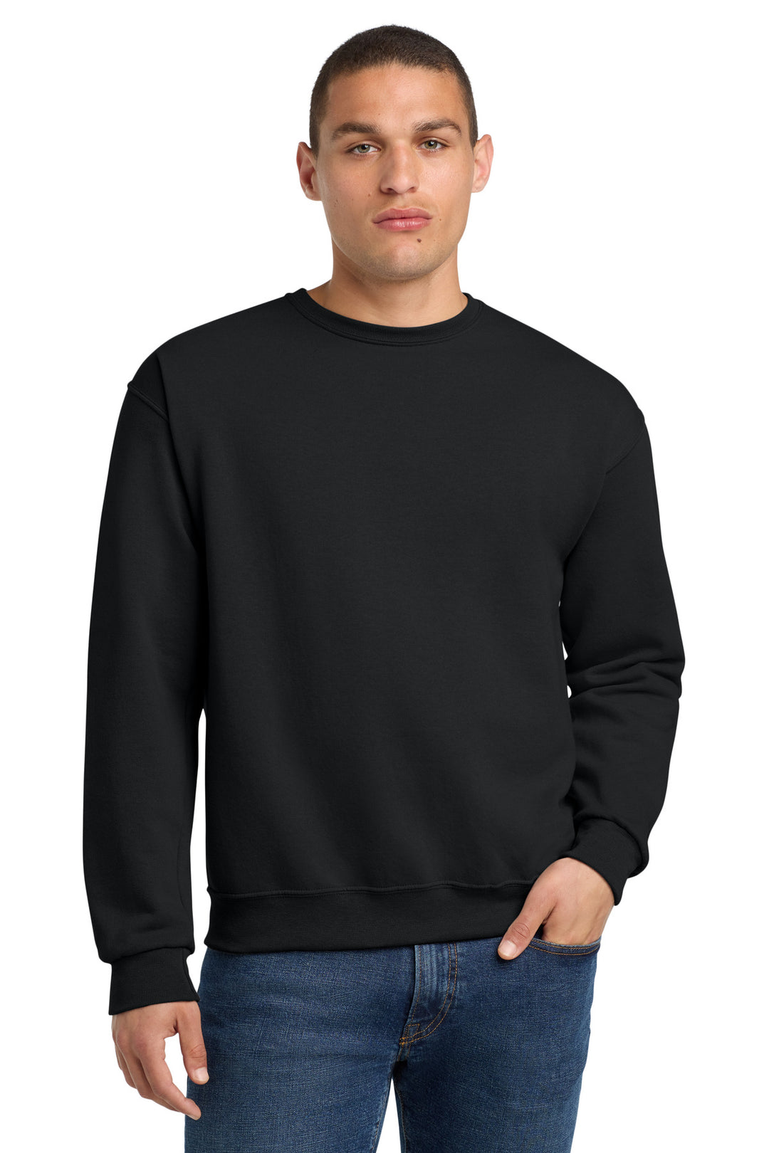 Black Jerzees NuBlend Crewneck (562M) - Sweatshirt, front view