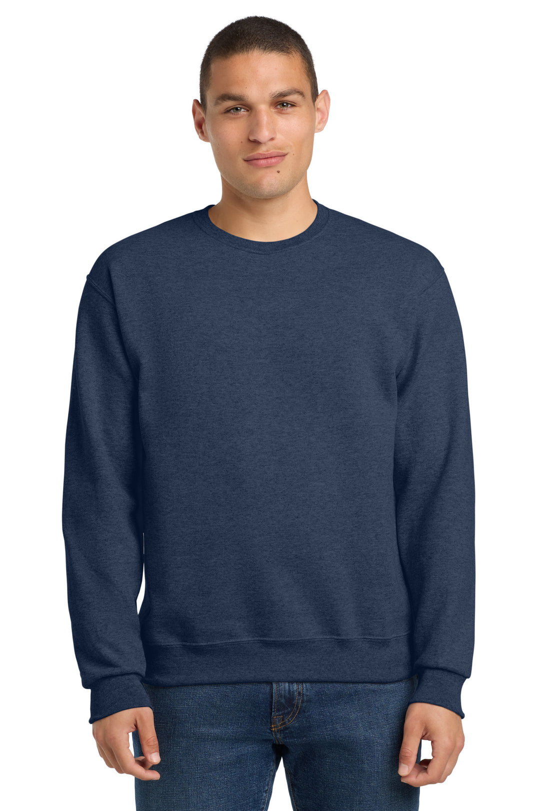 Vintage Heather Navy Jerzees NuBlend Crewneck (562M) - Sweatshirt, front view