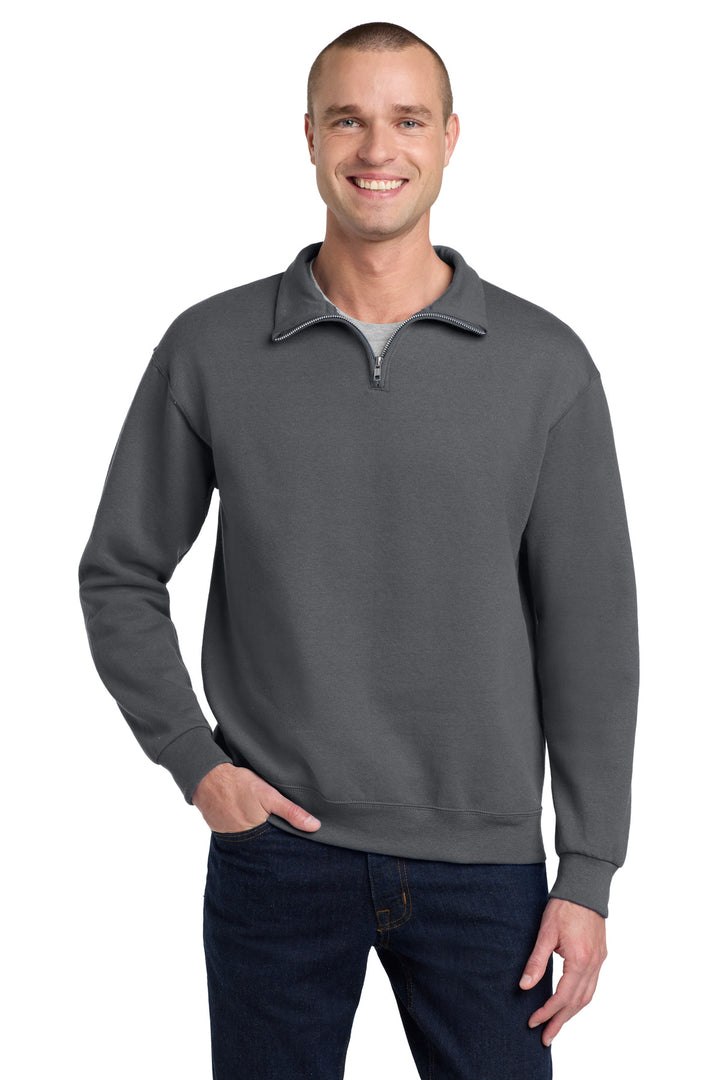 Charcoal Grey Jerzees NuBlend 1/4-Zip Cadet Collar (995M) - Quarter-Zip, front view