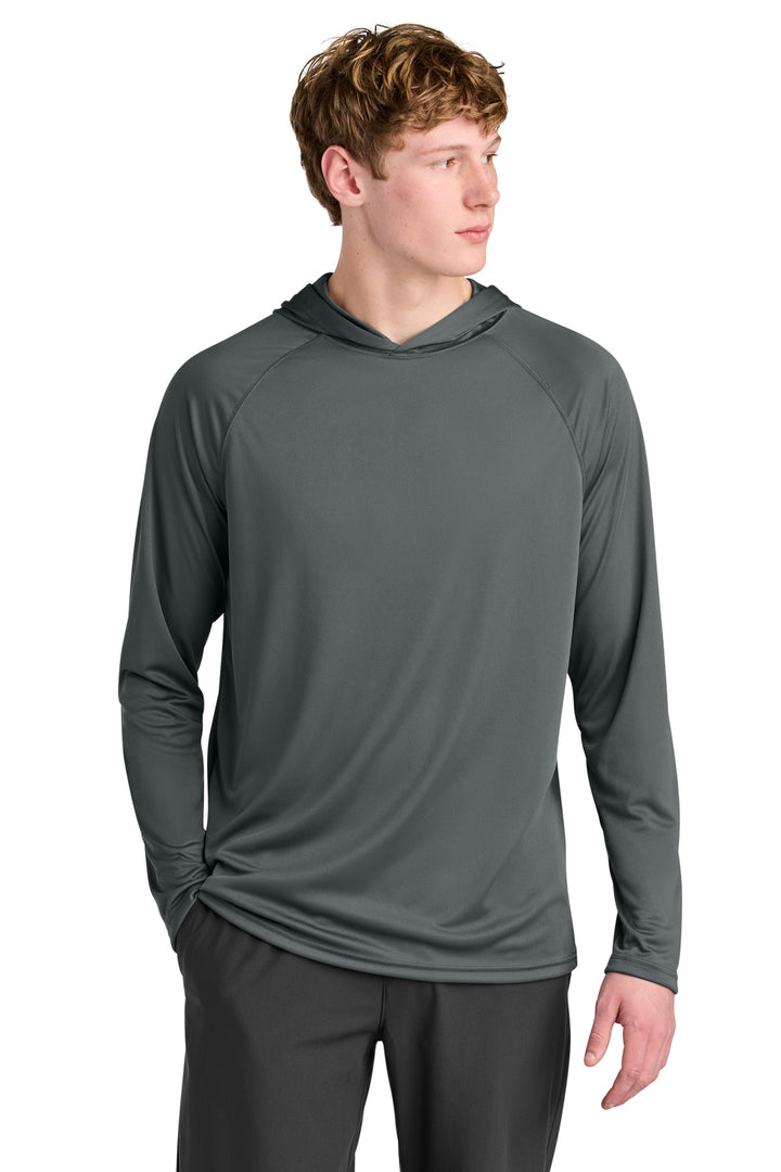 Graphite A4 Cooling Performance Long Sleeve Hooded Tee (A4N3409) - Performance Tee, front view