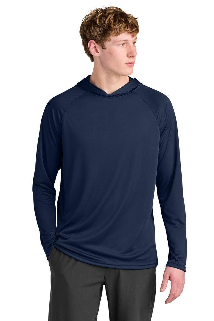 Navy A4 Cooling Performance Long Sleeve Hooded Tee (A4N3409) - Performance Tee, front view
