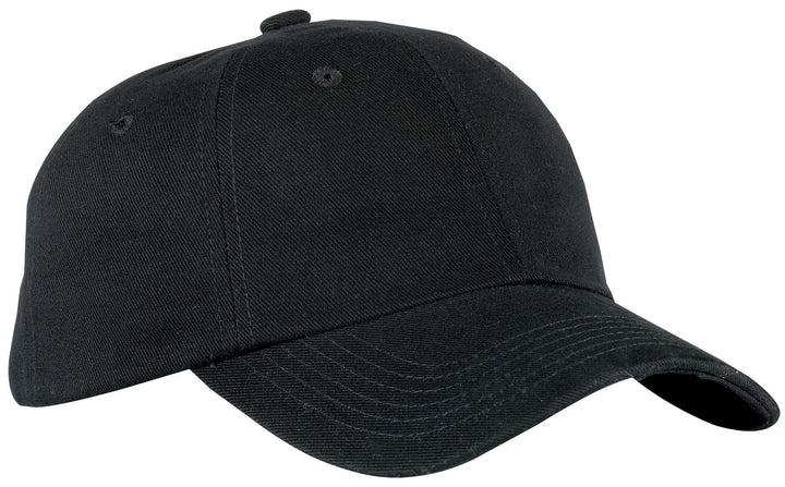 Black Port Authority Unstructured Brushed Twill Cap (BTU) - Hat, front view