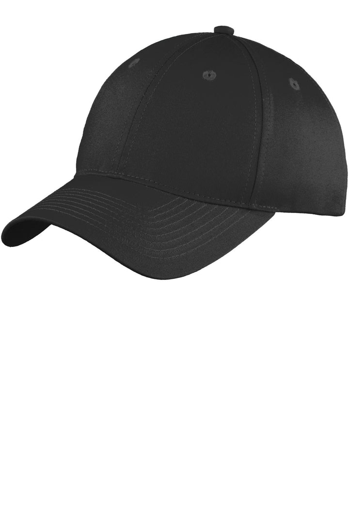 Black Port Authority Six-Panel Unstructured Twill Cap (C914) - Hat, front view