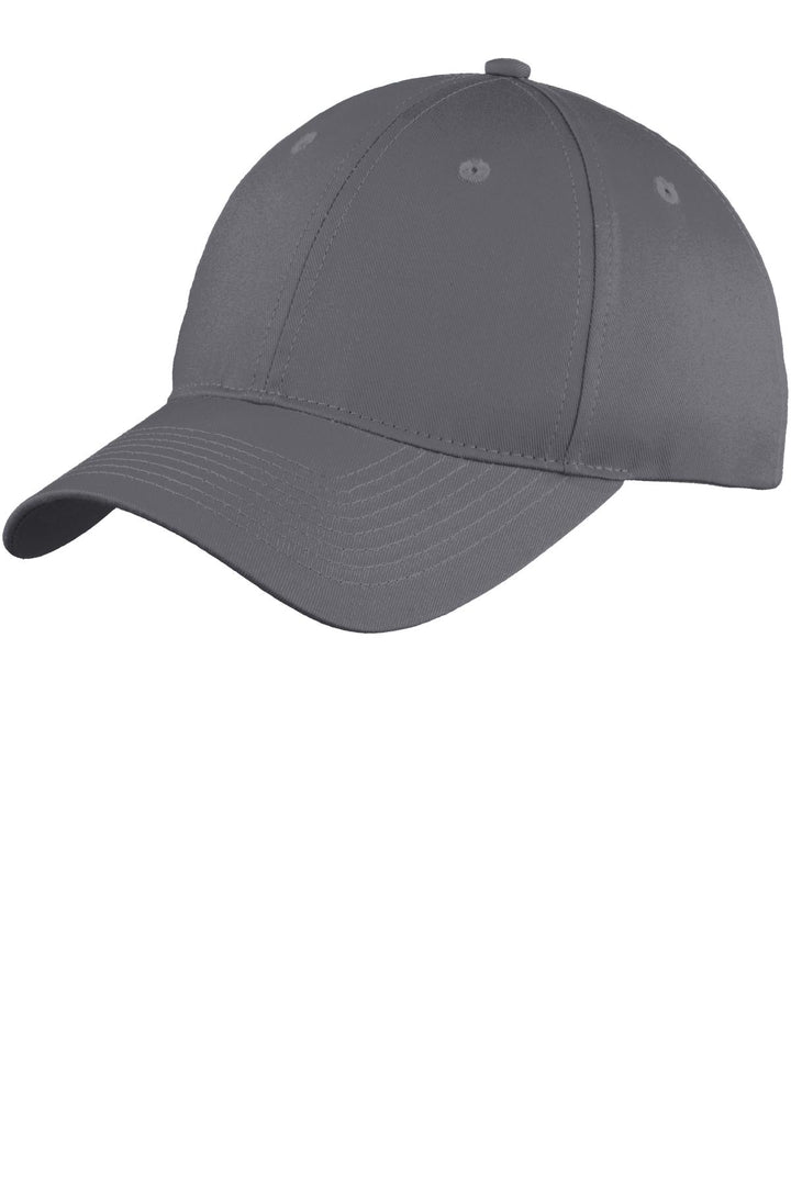 Charcoal Port Authority Six-Panel Unstructured Twill Cap (C914) - Hat, front view