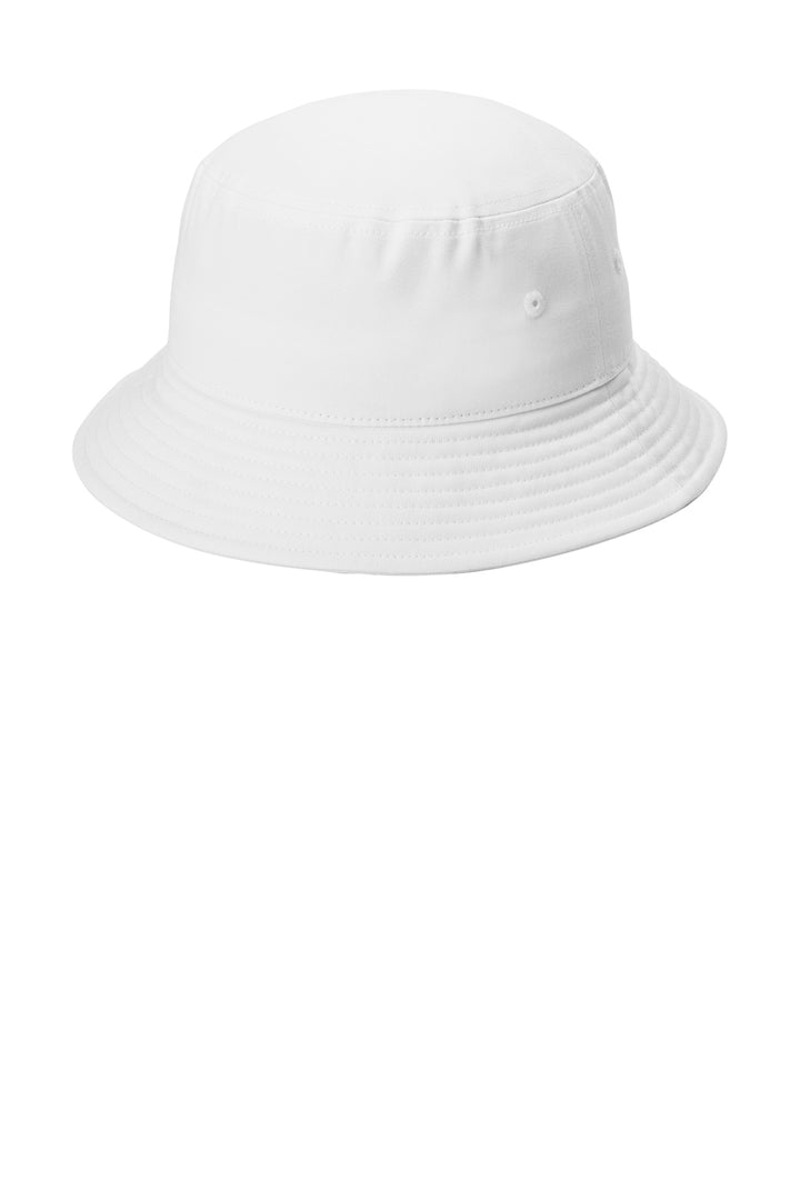 White Port Authority Twill Classic Bucket Hat (C975) - Hat, front view