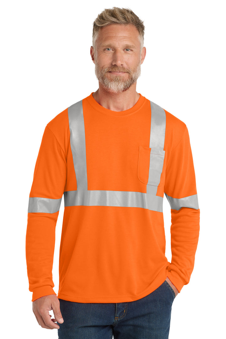 CornerStone ANSI Class 2 Long Sleeve Safety Tee (CS401LS) - High-Vis — Safety Orange