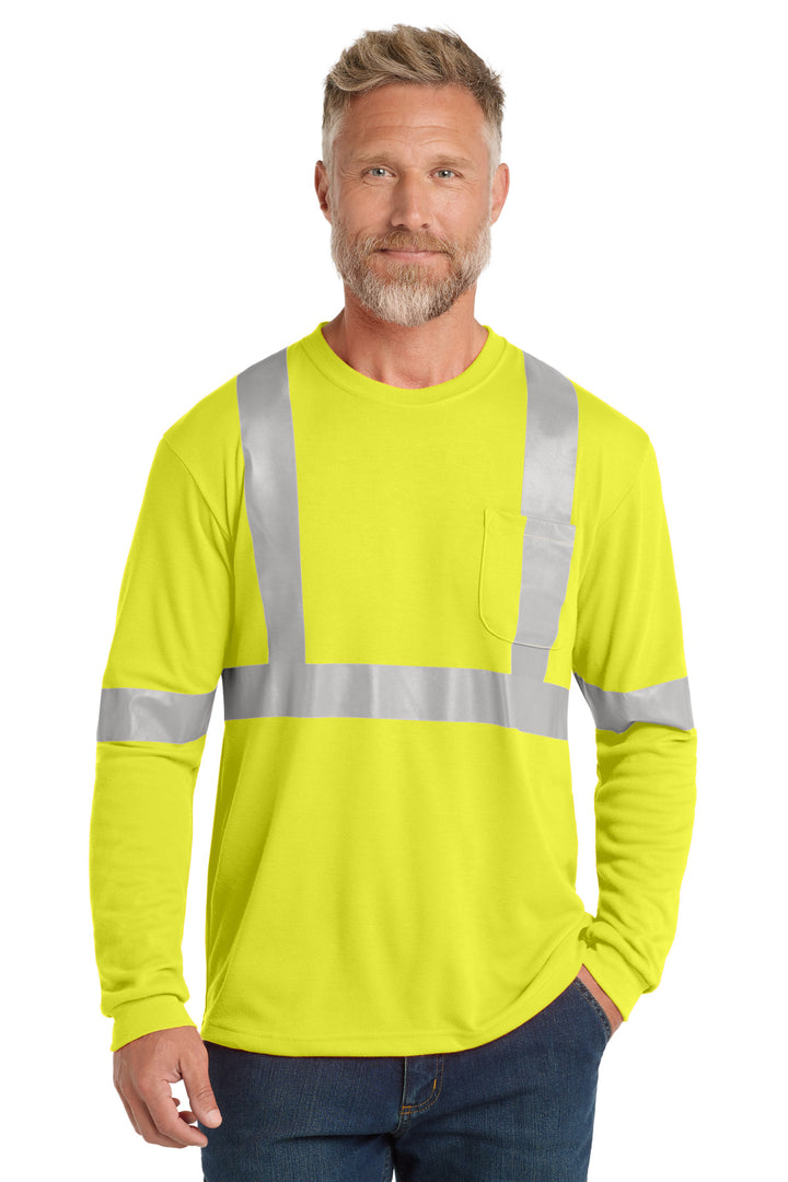 CornerStone ANSI Class 2 Long Sleeve Safety Tee (CS401LS) - High-Vis — Safety Yellow
