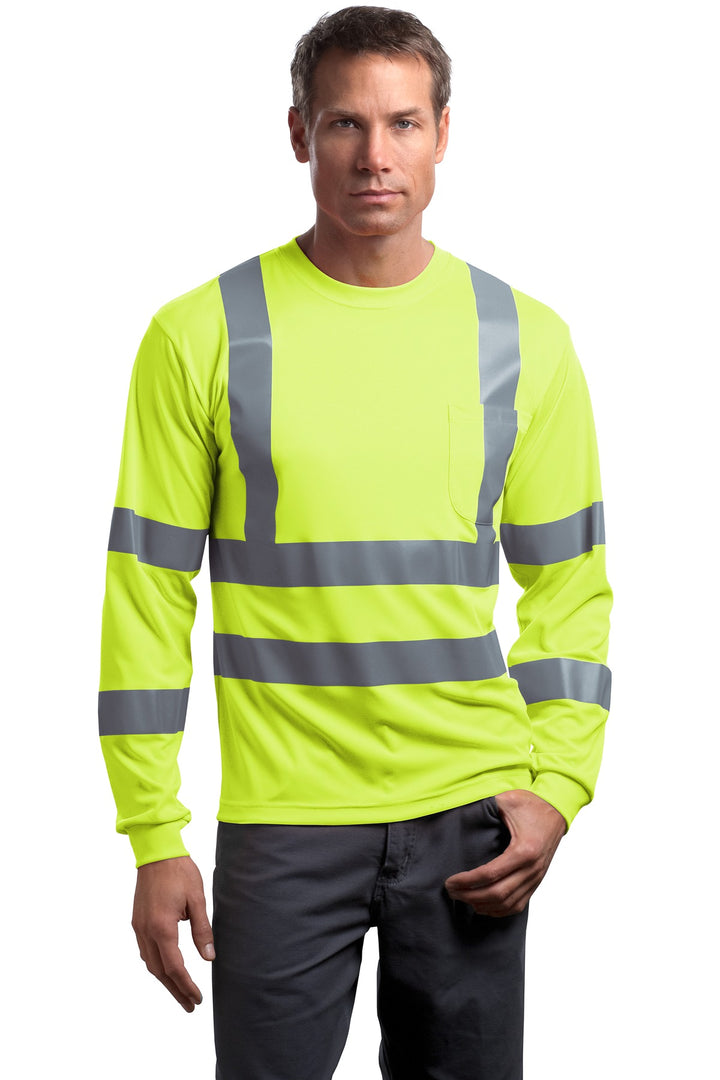 CornerStone ANSI Class 3 Long Sleeve Reflective Tee (CS409) - High-Vis — Safety Yellow