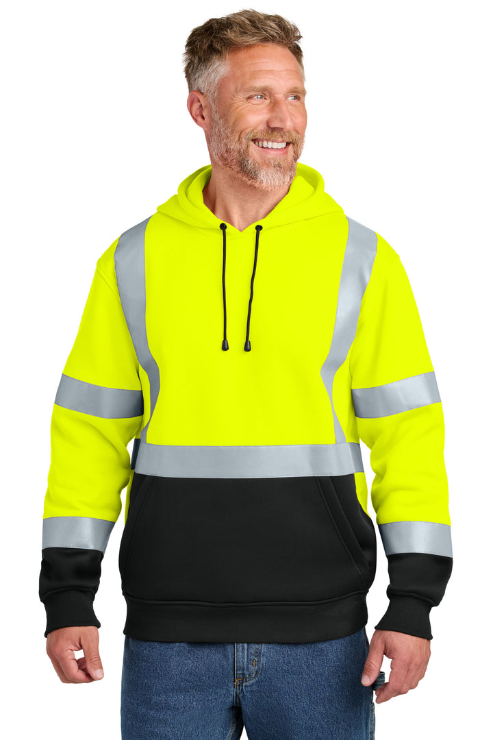Safety Yellow CornerStone ANSI 107 Class 3 Heavy-Duty Fleece Pullover Hoodie (CSF301) - High-Vis, front view