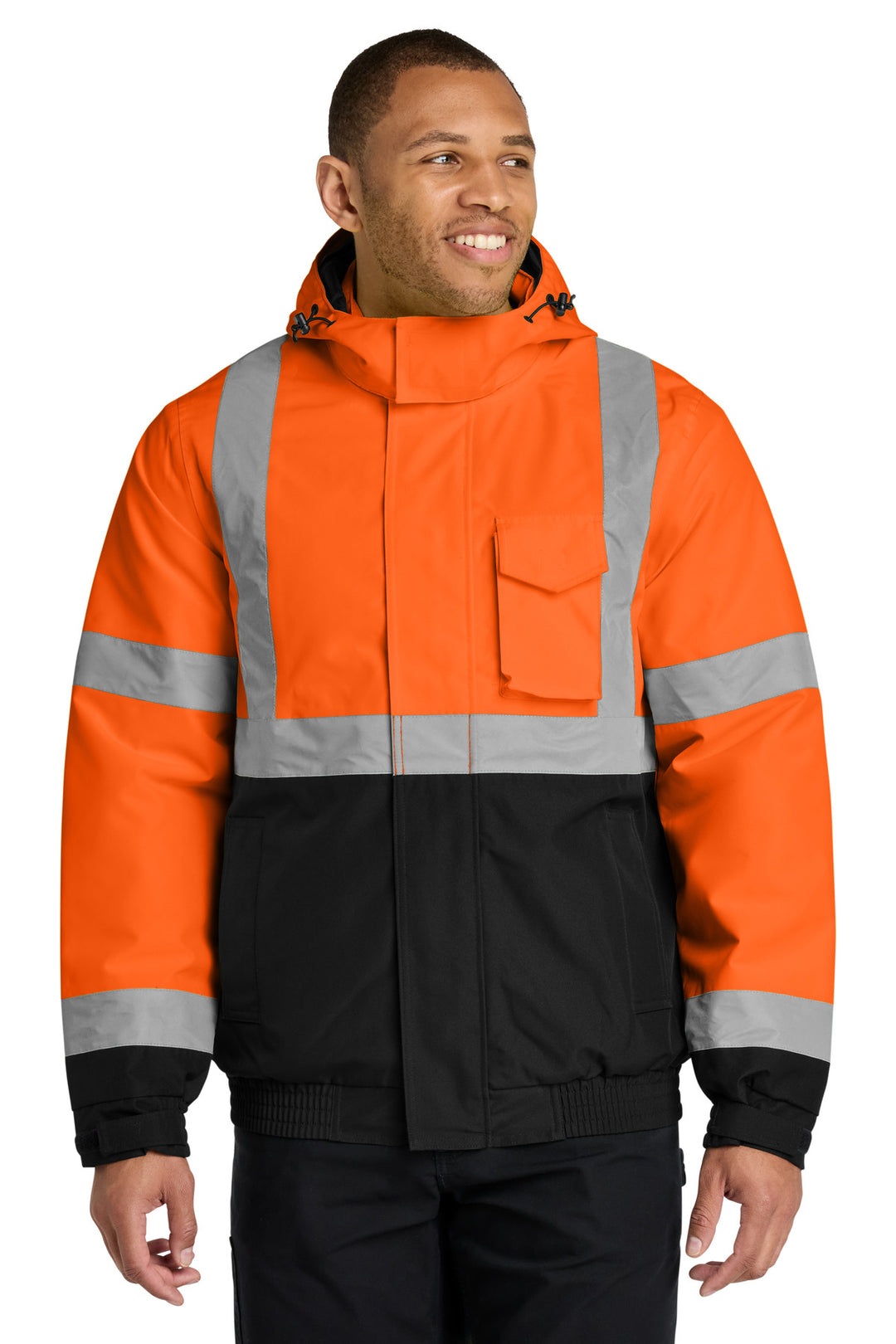 Safety Orange CornerStone ANSI 107 Class 3 Waterproof Insulated Jacket (CSJ500) - High-Vis, front view