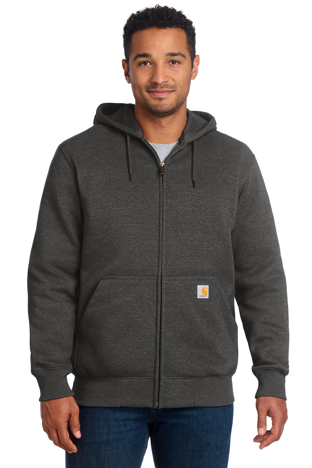 Carbon Heather Carhartt Rain Defender Paxton Heavyweight Zip (CT100614) - Hoodie, front view