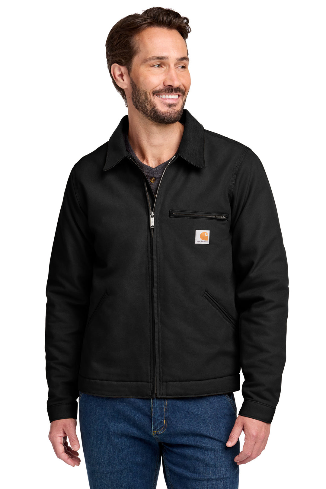 Black Carhartt Duck Detroit (CT103828) - Jacket, front view