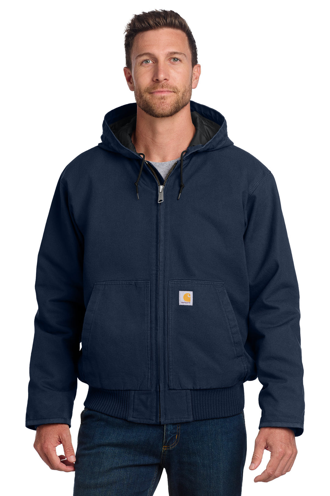 Navy Carhartt Washed Duck Active Jac (CT104050) - Jacket, front view