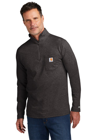 Carhartt Force Long-Sleeve Quarter-Zip Mock-Neck T-Shirt (CT104255) - Long Sleeve Tee