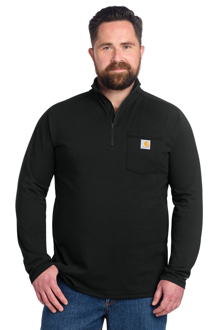 Carhartt Force ¼-Zip Long Sleeve T-Shirt (CT106660) — Black