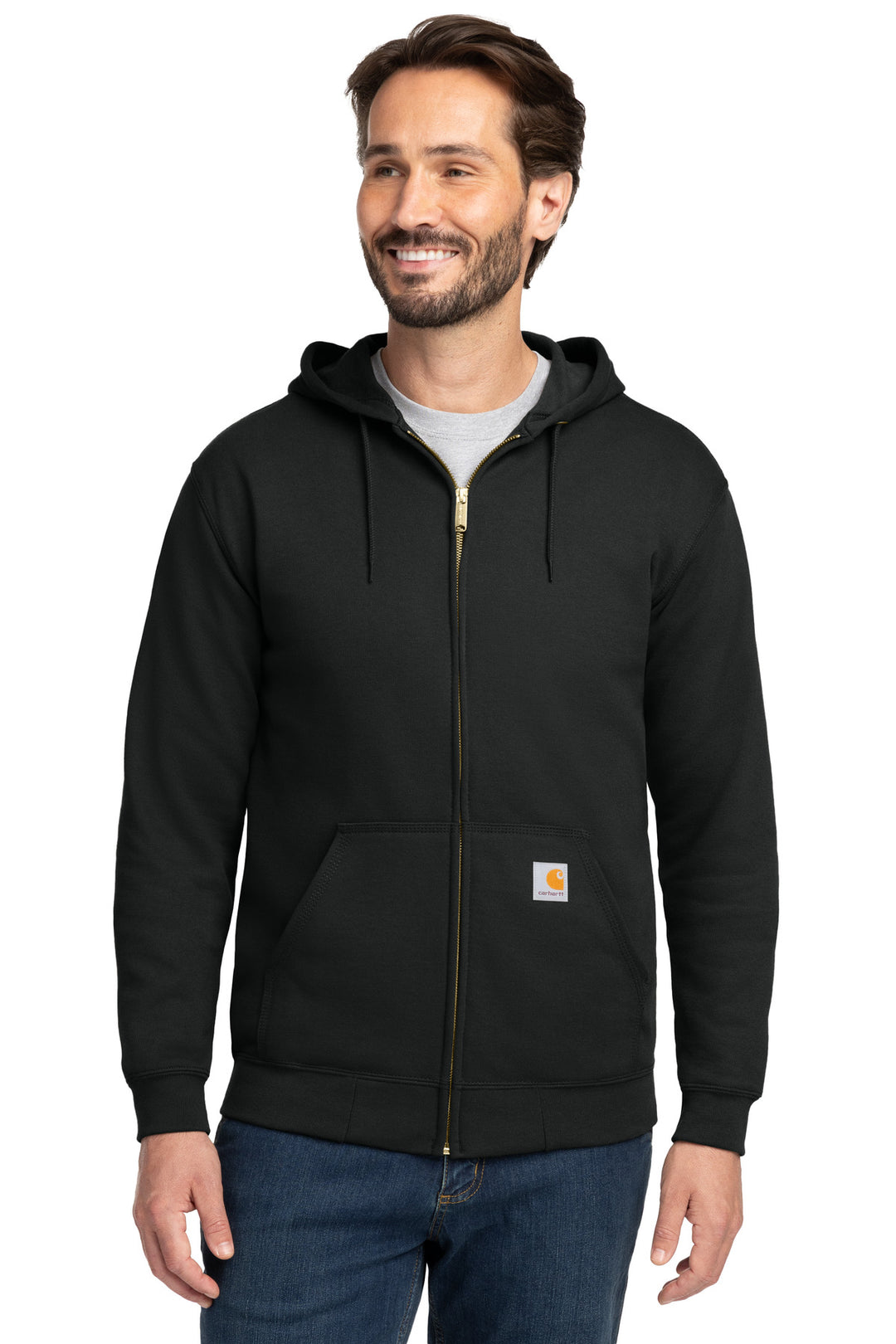 Black Carhartt Midweight Zip-Front (CTK122) - Hoodie, front view