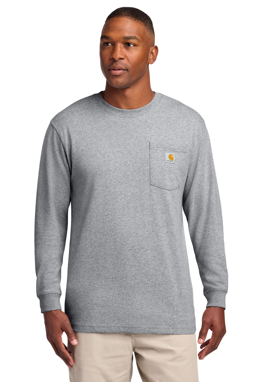 Carhartt Long Sleeve Pocket Tee (CTK126) - Performance Tee — Heather Grey