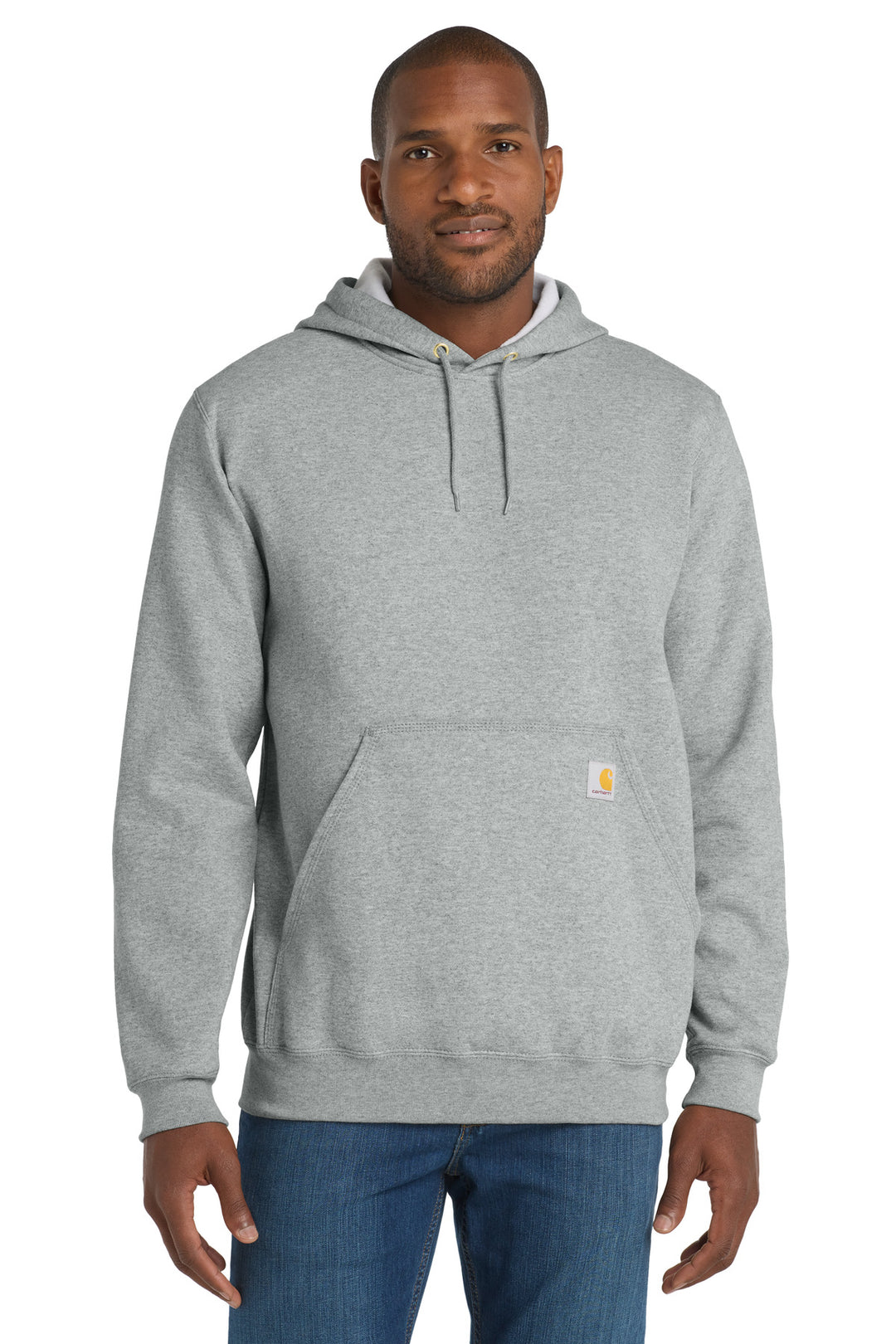 Heather Grey Carhartt Midweight Logo (CTK288) - Hoodie, front view