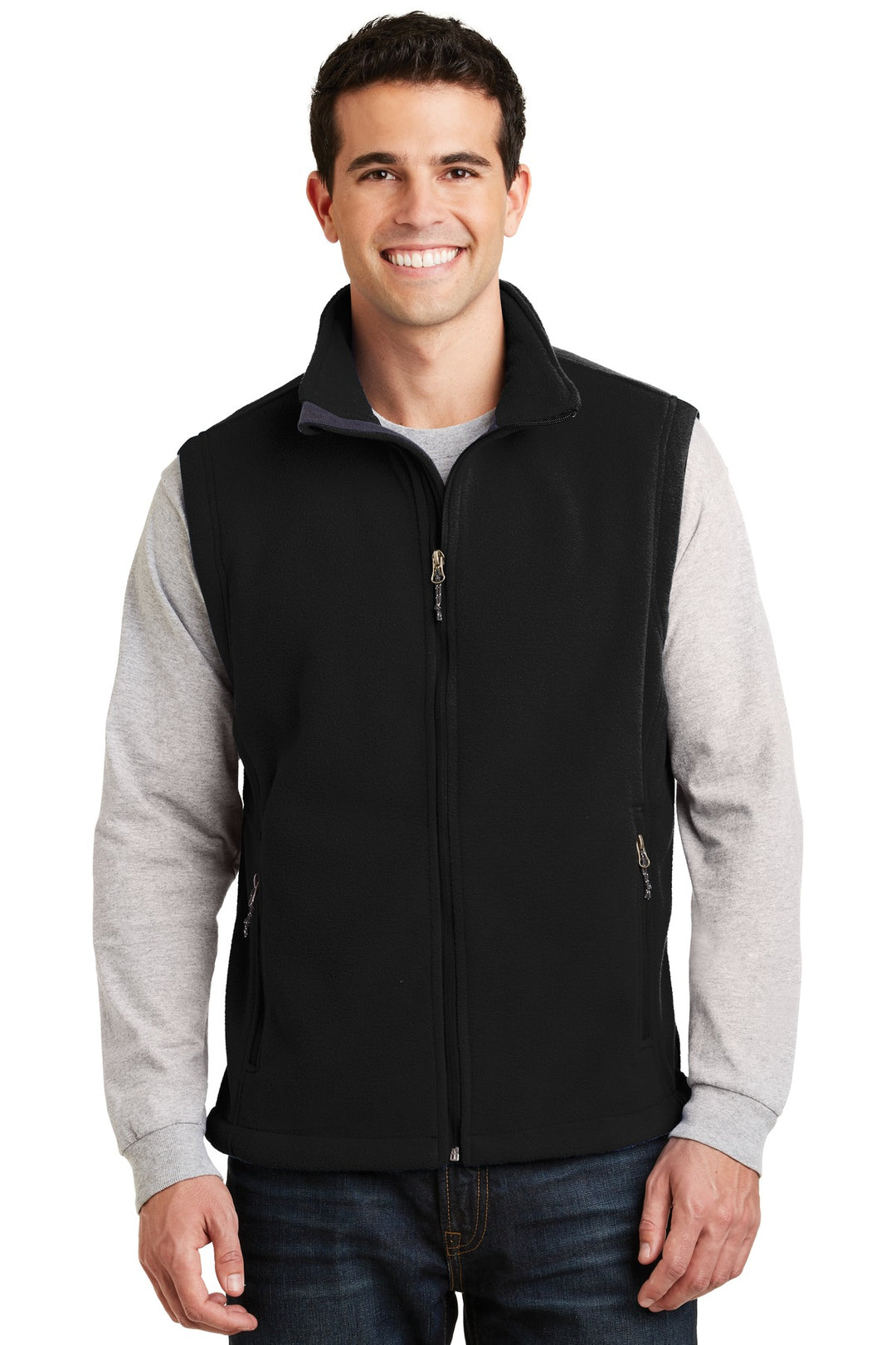 Black Port Authority Value Fleece Vest (F219) - Vest, front view