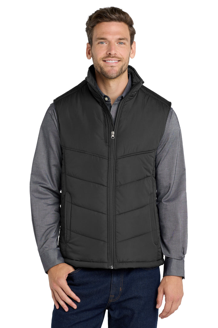 Black Port Authority Puffy Vest (J709) - Vest, front view