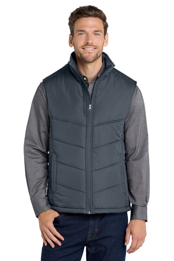 Dark Slate Port Authority Puffy Vest (J709) - Vest, front view