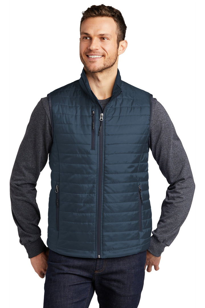 Regatta Blue/ River Blue Navy Port Authority Packable Puffy Vest (J851) - Vest, front view