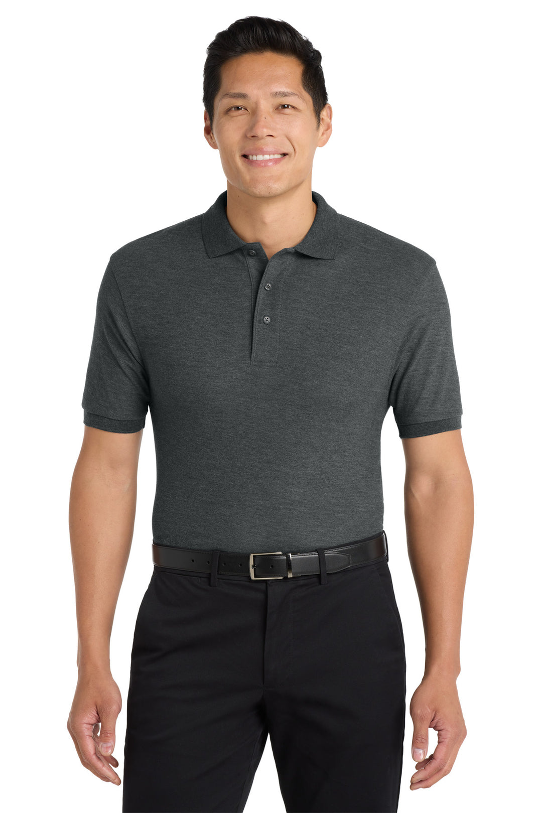 Port Authority Silk Touch Polo (K500) - Polo — Charcoal Heather Grey