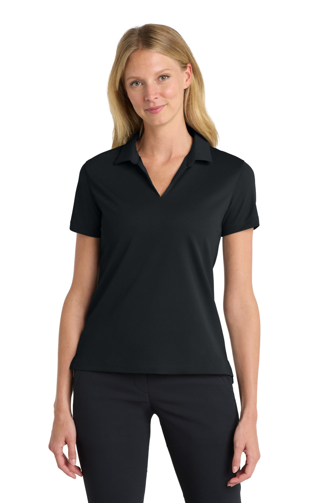 Women's Black Nike Dri-FIT Micro Pique 2.0 (NKDC1963), women's fit (NKDC1991), front view