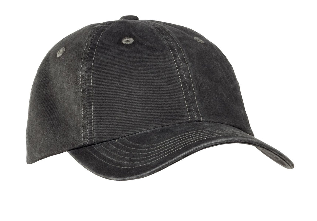 Black Port Authority Garment-Washed Cap (PWU) - Hat, front view