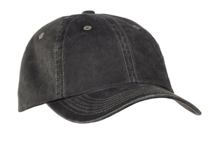 Black Port Authority Garment-Washed Cap (PWU) - Hat, front view