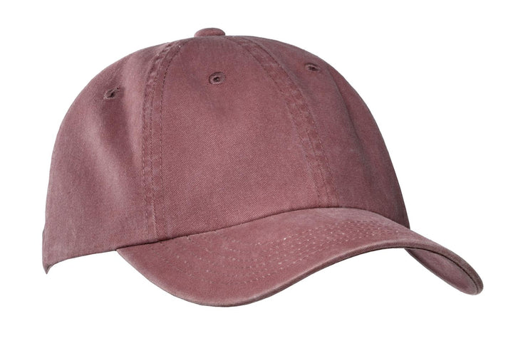 Maroon Port Authority Garment-Washed Cap (PWU) - Hat, front view