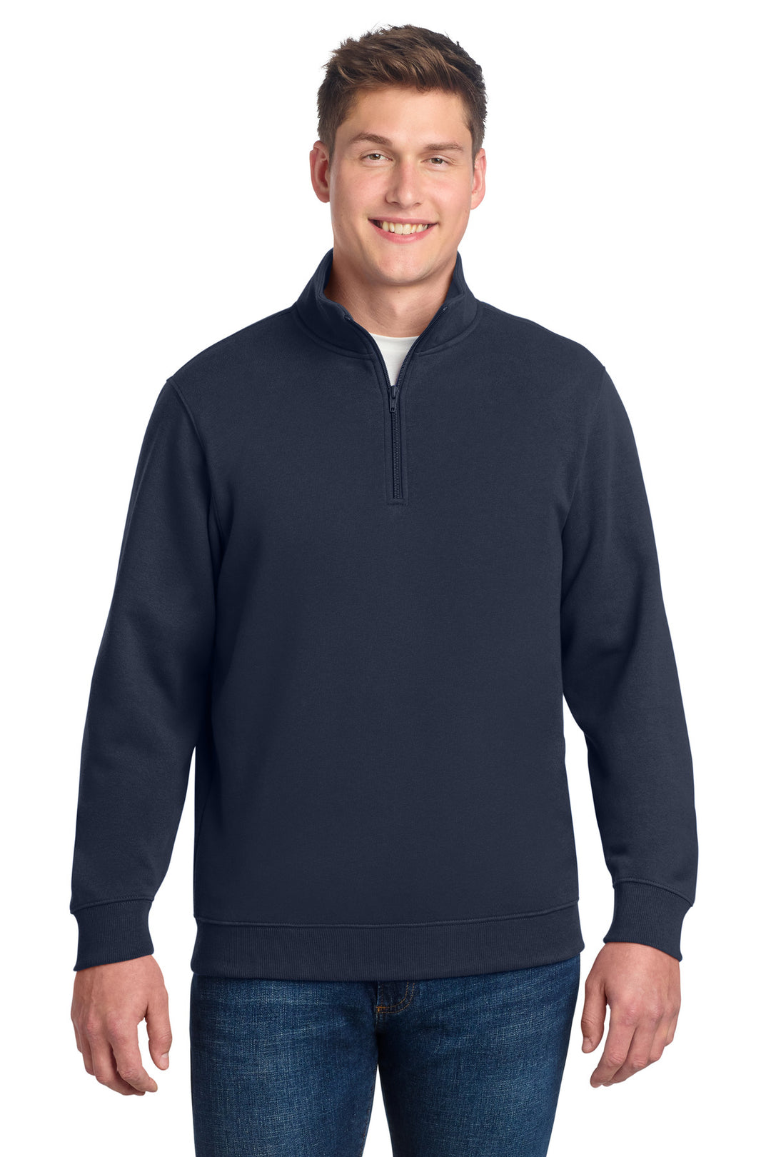 True Navy Sport-Tek 1/4-Zip Sweatshirt (ST253) - Quarter-Zip, front view
