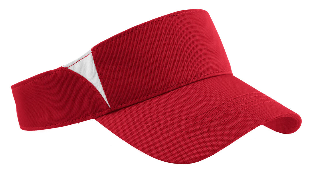 True Red/ White Sport-Tek Dry Zone Colorblock Visor (STC13), front view