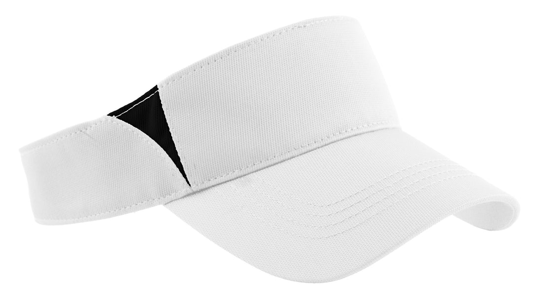 White/ Black Sport-Tek Dry Zone Colorblock Visor (STC13), front view