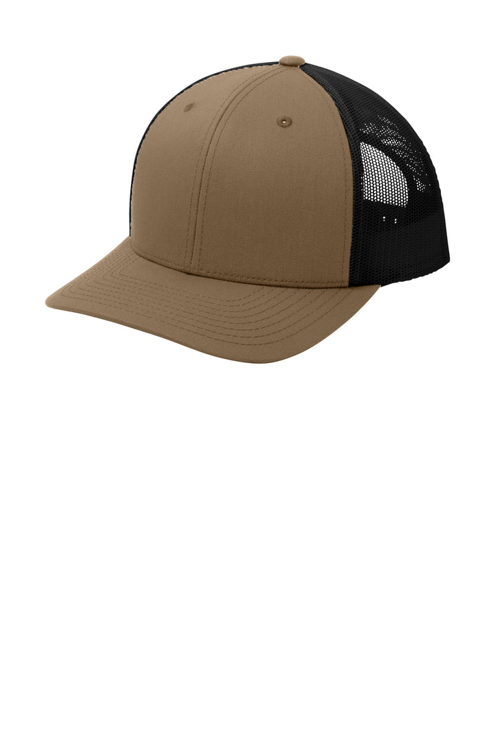 Elm Brown/ Black Sport-Tek YP Classics Retro Trucker Cap. (STC39) - Hat, front view