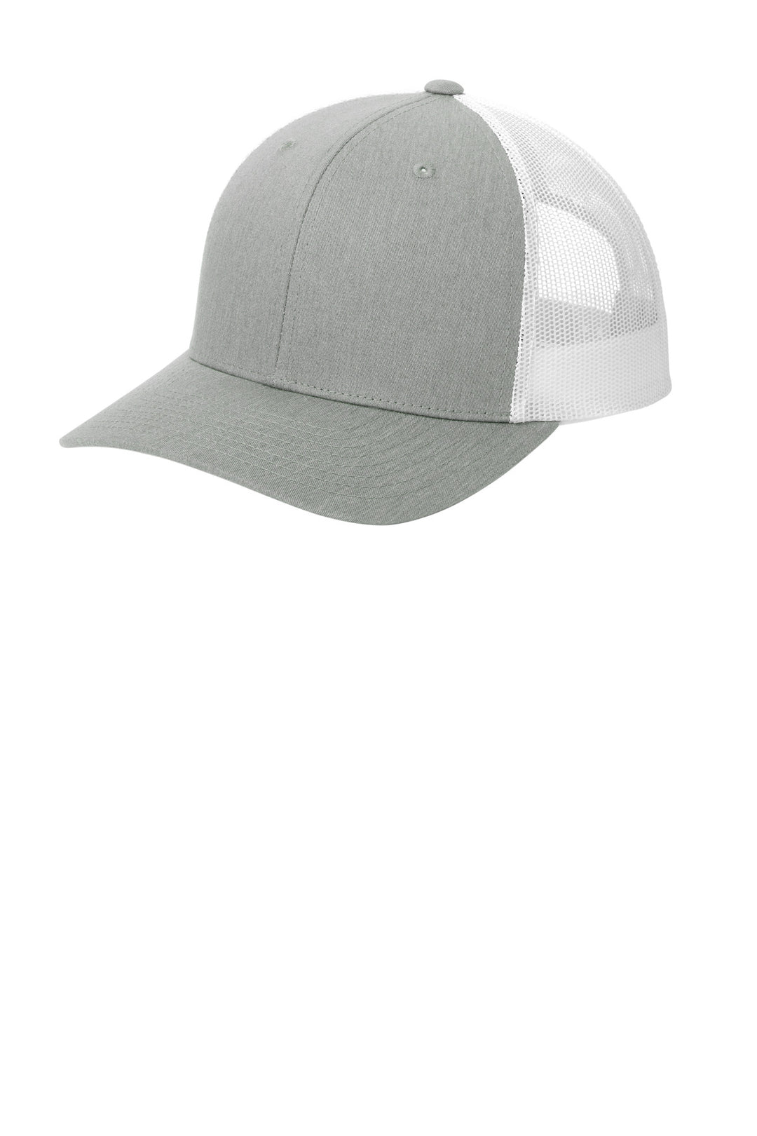 Heather Grey/ White Sport-Tek YP Classics Retro Trucker Cap. (STC39) - Hat, front view