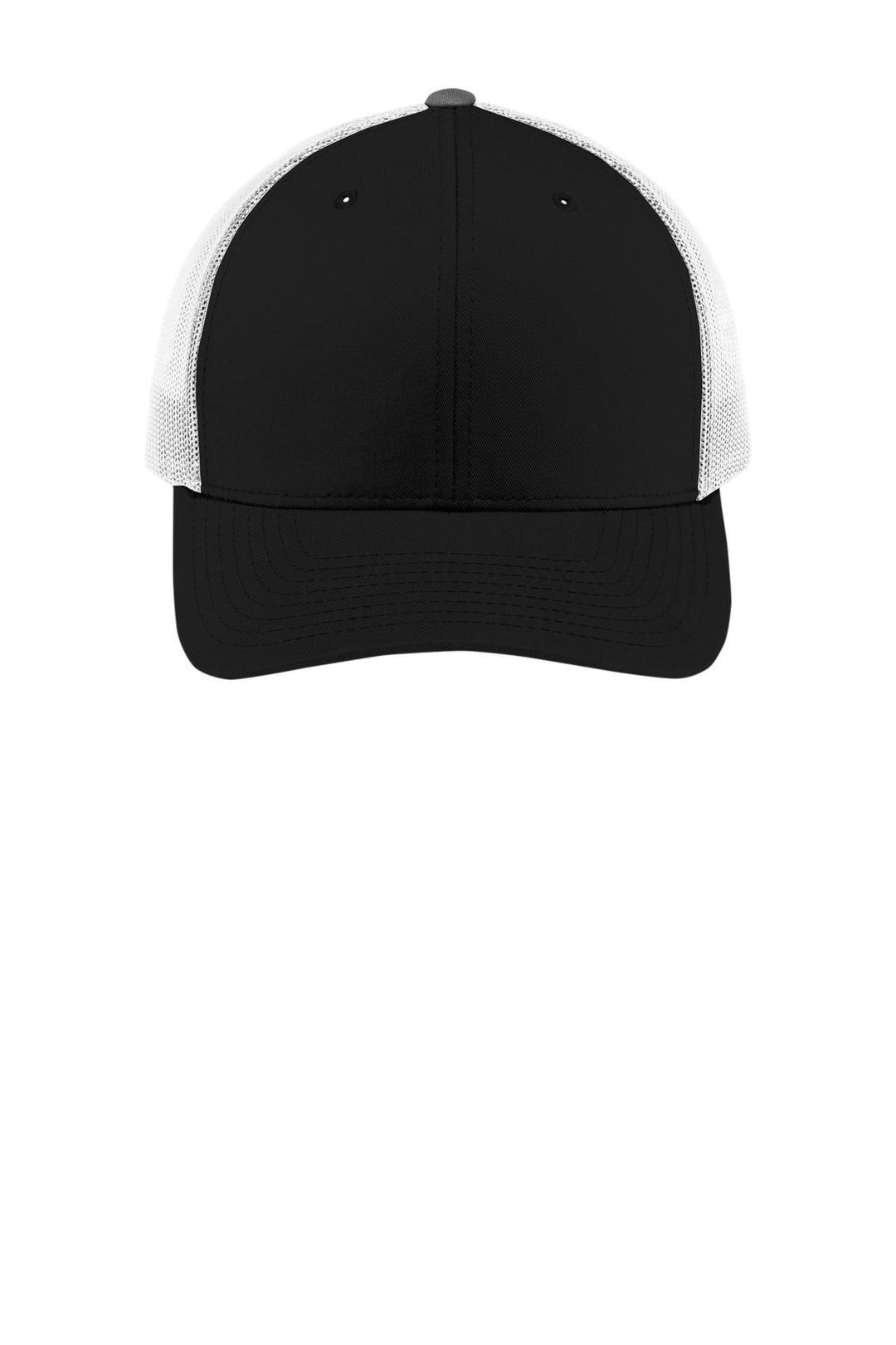 Black/ White Sport-Tek YP Classics Retro Trucker Cap. (STC39) - Hat, front view