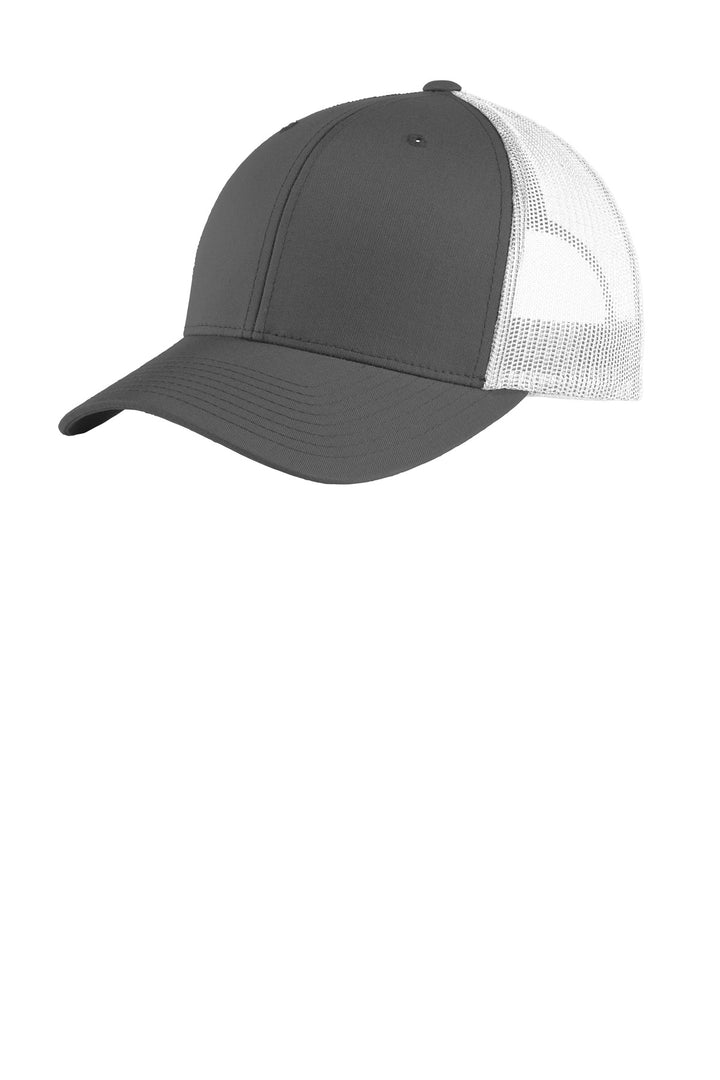 Graphite/ White Sport-Tek YP Classics Retro Trucker Cap. (STC39) - Hat, front view