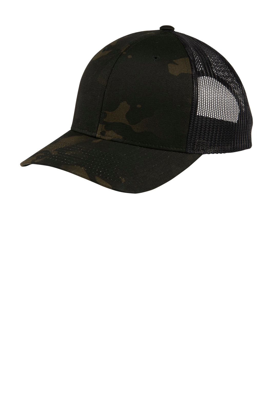 Multicam Black Sport-Tek YP Classics Retro Trucker Cap. (STC39) - Hat, front view