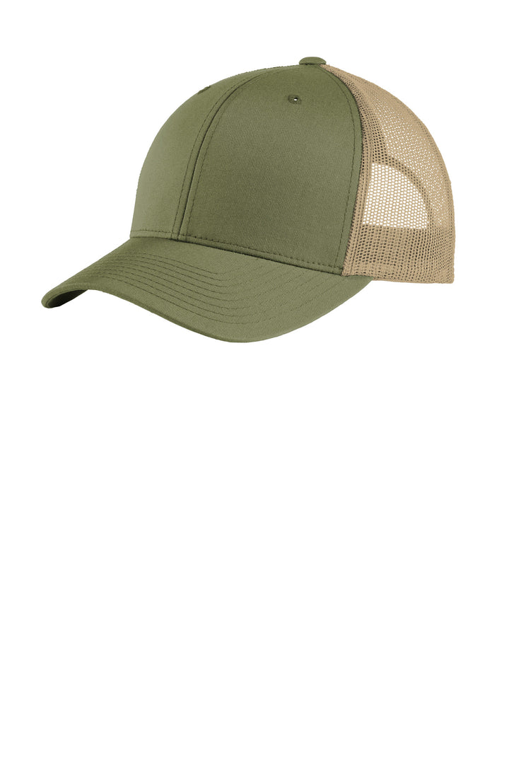 Olive/ Khaki Sport-Tek YP Classics Retro Trucker Cap. (STC39) - Hat, front view
