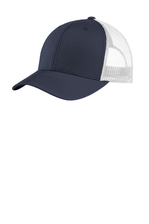 True Navy/ White Sport-Tek YP Classics Retro Trucker Cap. (STC39) - Hat, front view